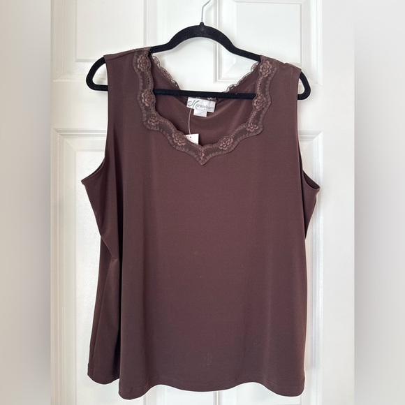 Y2k Dress Barn Cami Tank Womens 2X Lace Trim Sweetheart Neckline Fairycore Basic - Picture 1 of 8